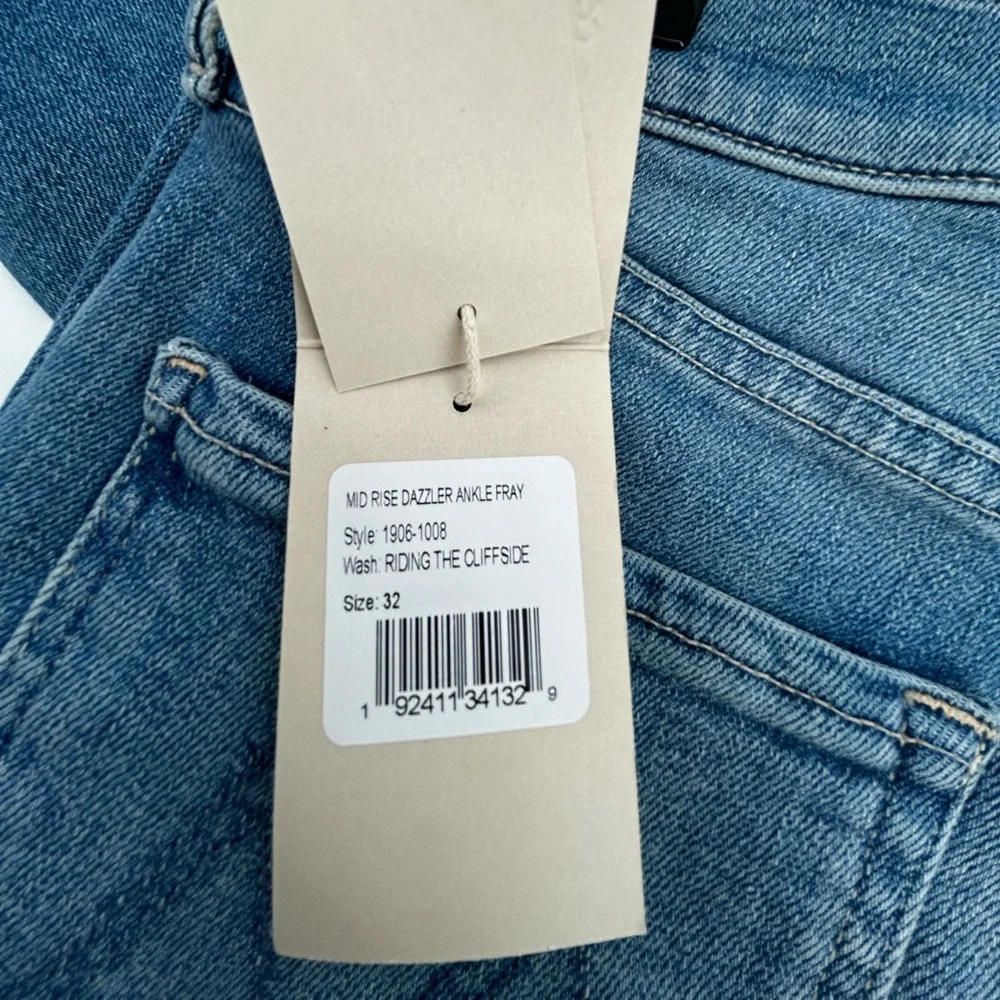 NWT $238 MOTHER Mid Rise Dazzler Ankle Fray Riding The Cliffside - Picture 5 of 9